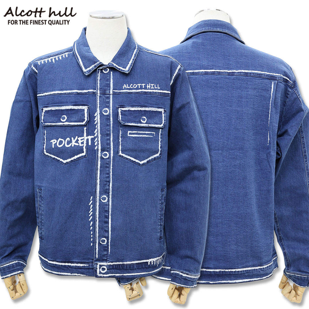 アルコット ヒル 前開きボタンデニムジャケット 50サイズ LL ダークブルー 47 Alcott hill 56-3194-10 Gジャン ブルゾン 秋冬 25AW