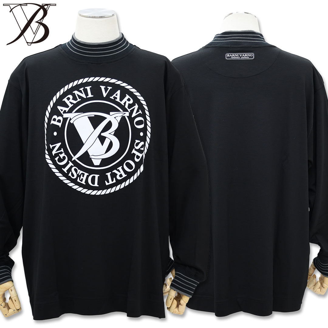 バーニヴァーノ BAR.VAR プリント ハイネック ロンT 長袖 Tシャツ LLサイズ BAW-OTN5434 ブラック ロンティー Tee 25AW