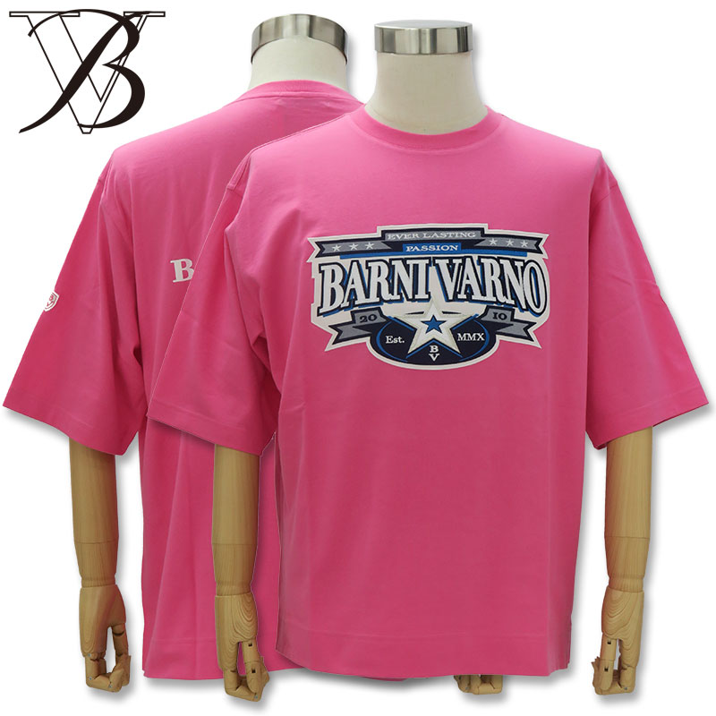 \大決算SALE 7/31まで50%OFF/バーニヴァーノ ロゴ入り 5分袖Tシャツ L サイズ ピンク 43 BARNI VARNO BSS-LTH4247 春夏|わんわん洋品店