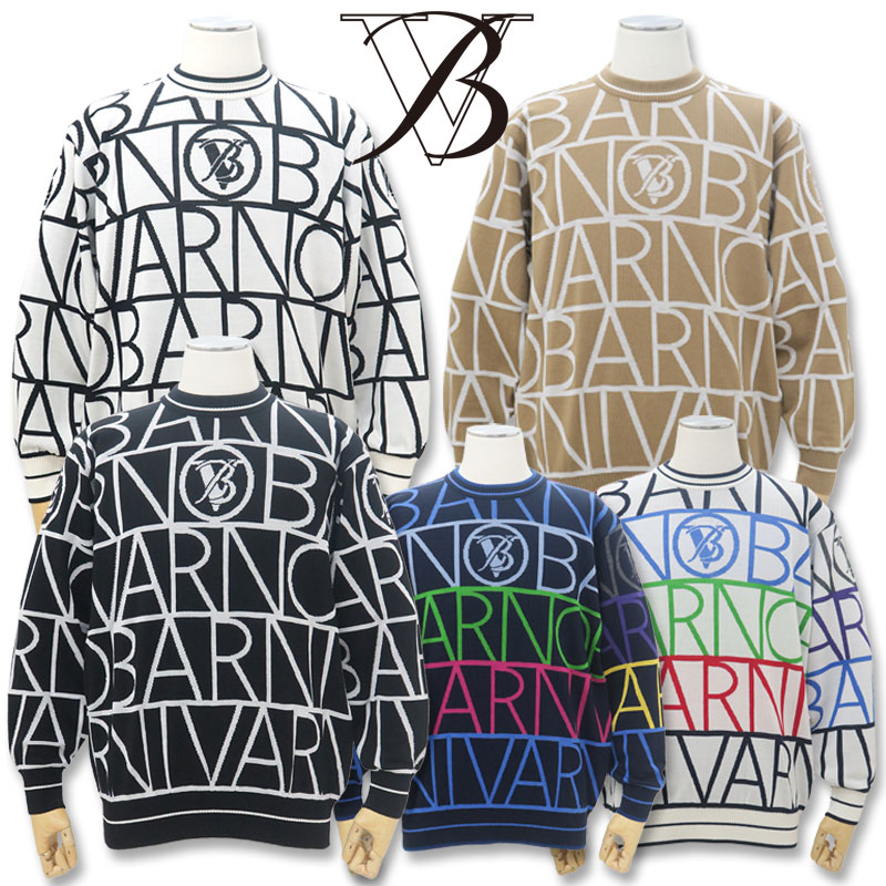 バーニヴァーノ BVロゴ 長袖セーター Lサイズ ホワイト ブラック モカ茶 ホワイト×レインボー ネイビー×レインボー BARNI VARNO BAW-NSW5115-L 秋冬 24AW