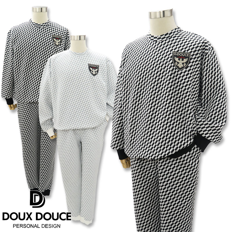 デュークスデューチェ トレーナー スエットパンツ セットアップ 752006 752008 DOUX DOUCE 刺繍 白 グレー 黒 白 メンズ M L LL 新作