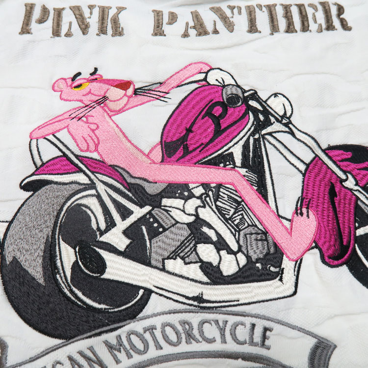 フラッグスタッフ ピンクパンサー刺繍半袖tシャツ 白迷彩柄ジャガード 41 10 Flagstaff Pink Panther 夏 サマー バイク Butlerchimneys Com