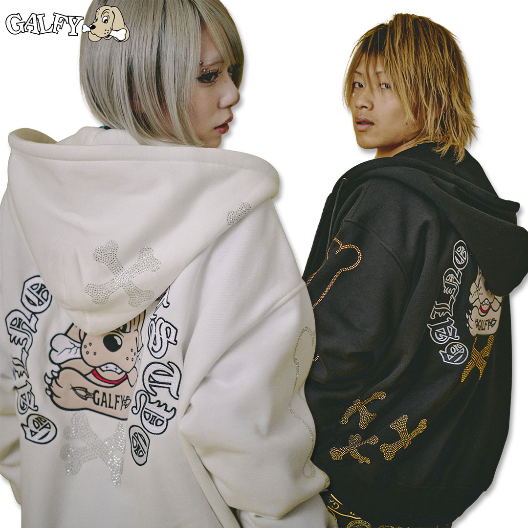 楽天市場】ガルフィー GALFY ピカピカ骨骨パーカー 153077 WHITE BLACK