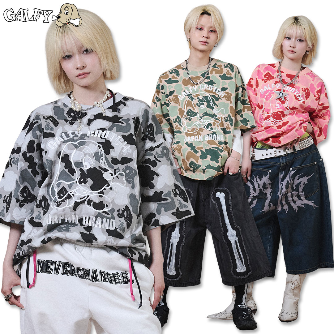 ガルフィー GALFY カモかも！ Tee 162034 M L XL #20 BLACK #50 PINK #85 KHAKI Tシャツ 春夏 ギャル 26SS