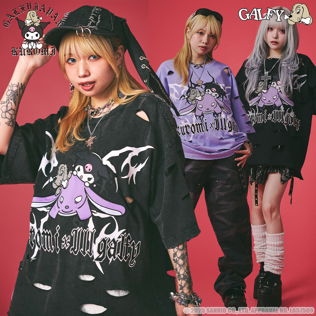 クロミ × ガルフィー コラボ イルガルフィーボロボロ半袖TEE 152058 Tシャツ ギャル レディース 25SS