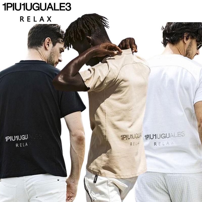 1PIU1UGUALE3 RELAX シルケット天竺 バックロゴ 半袖 Tシャツ UST-25067 ホワイト SN10 ベージュ SN20ブラック SN90 M L XL XXL メンズ ウノピュー 25