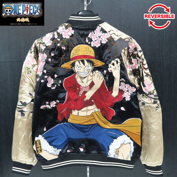 麦わら モンキー D ルフィ リバーシブルスカジャン ワンピース ワンピース ゴムゴムの実 わんわん洋品店ワンピースコラボモデル 4097 One 麦わら Piece 4097 絡繰魂