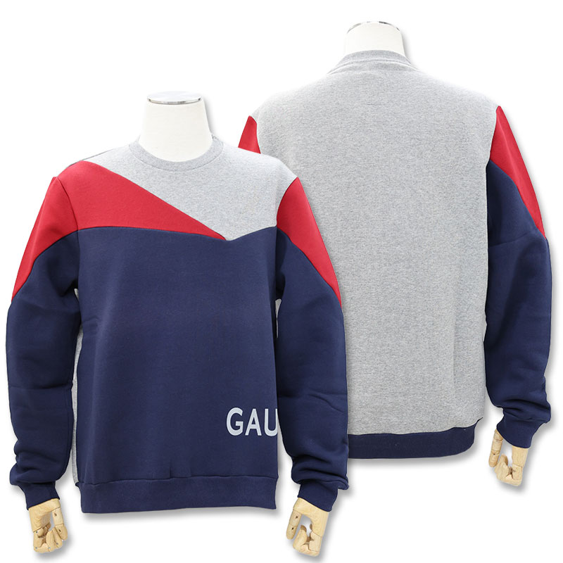 GAUDI JEANS 裏起毛 トレーナー 1979050 ネイビー×グレー×レッド 85 メンズ 秋冬 長袖 暖かい アウトレット|わんわん洋品店