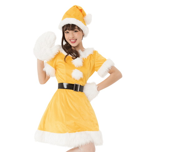 【レディ】カラフルサンタ【イエロー】【サンタ】【クリスマス】【仮装】【衣装】【コスプレ】【コスチューム】【サンタクロース】【パーティ】【イベント】【かわいい】