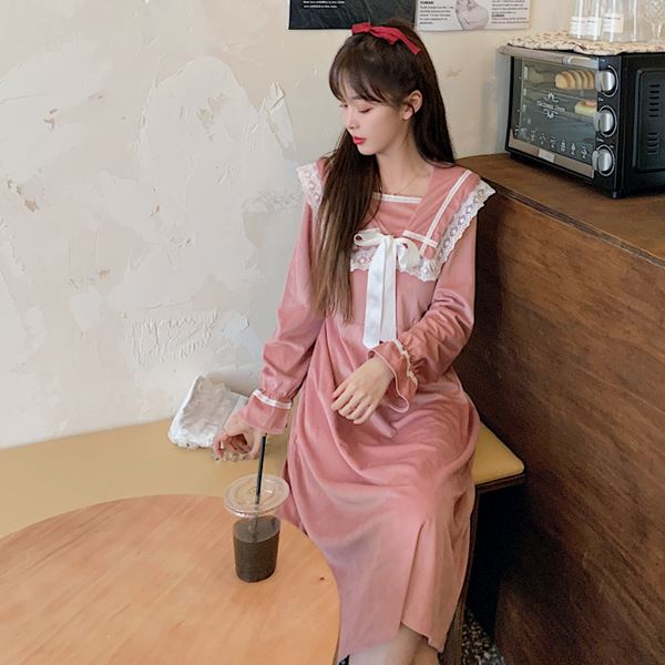 レトロ お嬢様 学生 ワンピ ワンピース ロリータ ゴスロリ コスプレ 制服 パーティー イベント ステージ アイドル 地下アイドル 80年代 コスチューム 衣装 バイカラー大きめレース襟胸元リボンお嬢様ワンピース M L 2l 3l サイズ フリーダム セール Sale