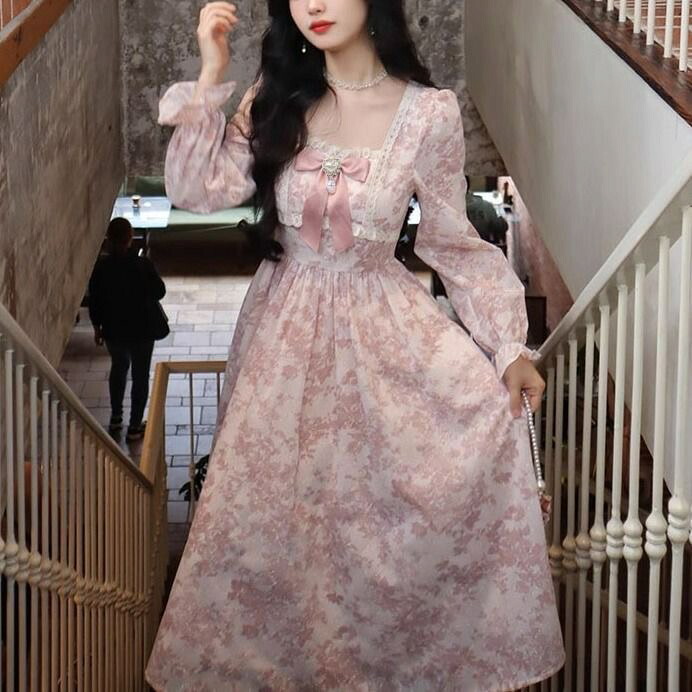 L～5L馬鹿でかい大いさ 衣裳 ワンピ レトロ 御家様 古典的 ロリータ ゴスロリ コスプレ ユニフォーム でき事 上演 御召しもの インスタ 映画化 偶像 ★好いたらしいレトロ雅びやか妃殿下好いたらしいぽっ自転車さん雅びやか感ラメ入り口・入口花柄ロング衣裳 L 2L 3L 4L 5L 大いさ★無償性防波堤sale