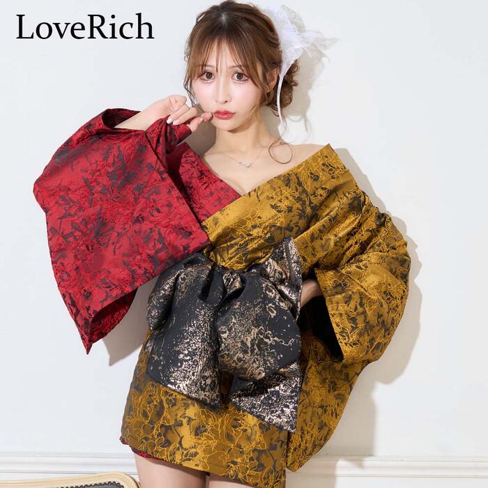 ★フリーサイズ★花魁 着物ドレス セクシー 着物 ドレス 着物風ドレス 着物風 着物コス キャバドレス コスプレ 衣装 キャバ パーティー イベント★艶やか花魁スタイル！和柄 花柄 2色切替 オフショルダー豪華 帯 リボン使い 花魁 着物ミニドレス Fサイズ♪ フリーダム sale