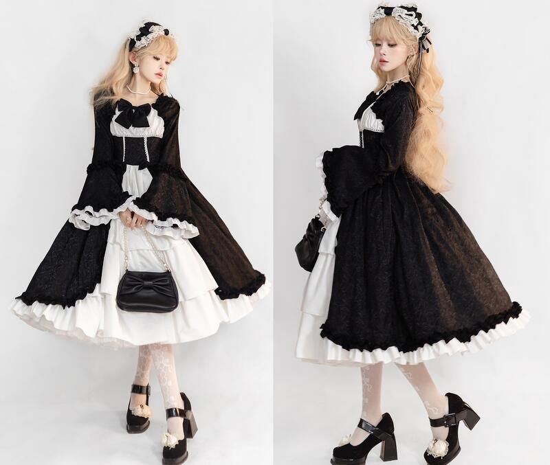 ★S～6L★5色★小さいサイズ～大きいサイズ★貴婦人 貴族 宮廷 女王 王様 中世 ハロウィンコスプレ 衣装 ステージ 制服 仮装 演出 舞台衣装 インスタ 撮影★パニエ付き！クラッシック系 貴族風宮廷風 長袖ゴスロリワンピース S M L 2L 3L 4L 5L 6L サイズ ★フリーダム sale