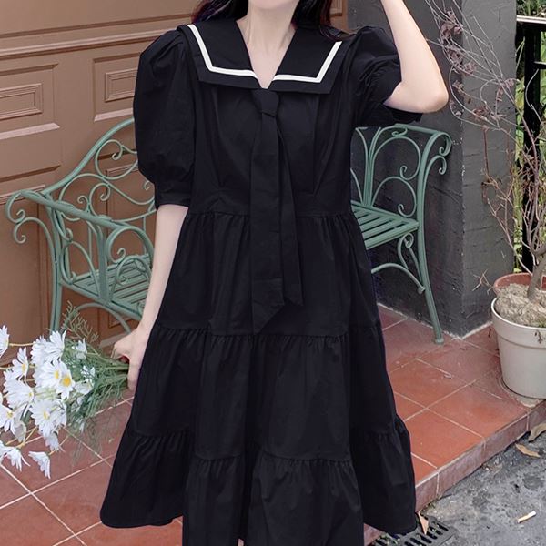 大きいサイズ セーラー服 セーラー ワンピース ワンピ セーラーワンピース 制服ワンピ 学校制服 Jk制服 コスプレ コスチューム Jk 女子高生 女装 学生風ネクタイ付きセーラー襟パフスリーブロリータお嬢様ワンピース L 2l 3l 4l 5l サイズ フリーダム セール Sale