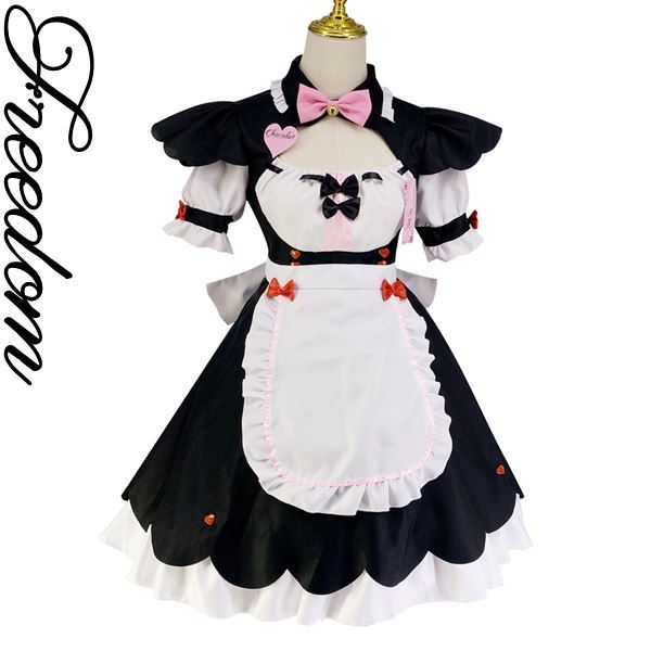 メイド ねこ ネコ 猫 コスプレ コスチューム 衣装 エプロン メイド服 メイドカフェ アキバ ゴスロリ ロリータ アイドル 萌え ステージ 制服 地下アイドル キュートな猫ちゃん ねこしっぽ付きエプロンメイド服コスチューム S M L 2l 3l サイズ フリーダム セール Sale