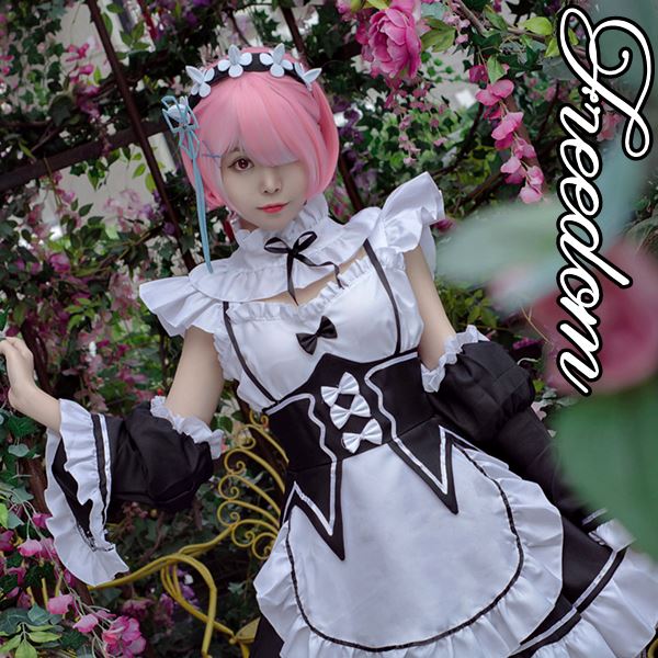 メイド コスプレ コスチューム 衣装 エプロン メイド服 アニメ ラノベ キャラ 異世界生活 メイドカフェ アキバ ゴスロリ ロリータ アイドル 萌え ステージ 制服 パーティー 異世界生活 大人気キャラ風メイド服コスチューム S M L 2l サイズ フリーダム セール Sale