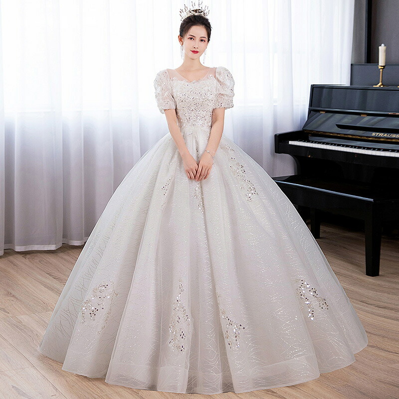 ドレス お姫様ドレス ウエディング プリンセス パーティー 結婚式 花嫁衣裳 白いドレス プリンセスライン 舞台 イベント 衣装 衣裳 大きいサイズ インスタ 撮影★上品＆豪華！白ドレス編み上げウエディングドレス S M L 2L 3L 4L 5L 6L 7L 8L 9L サイズ★フリーダム sale