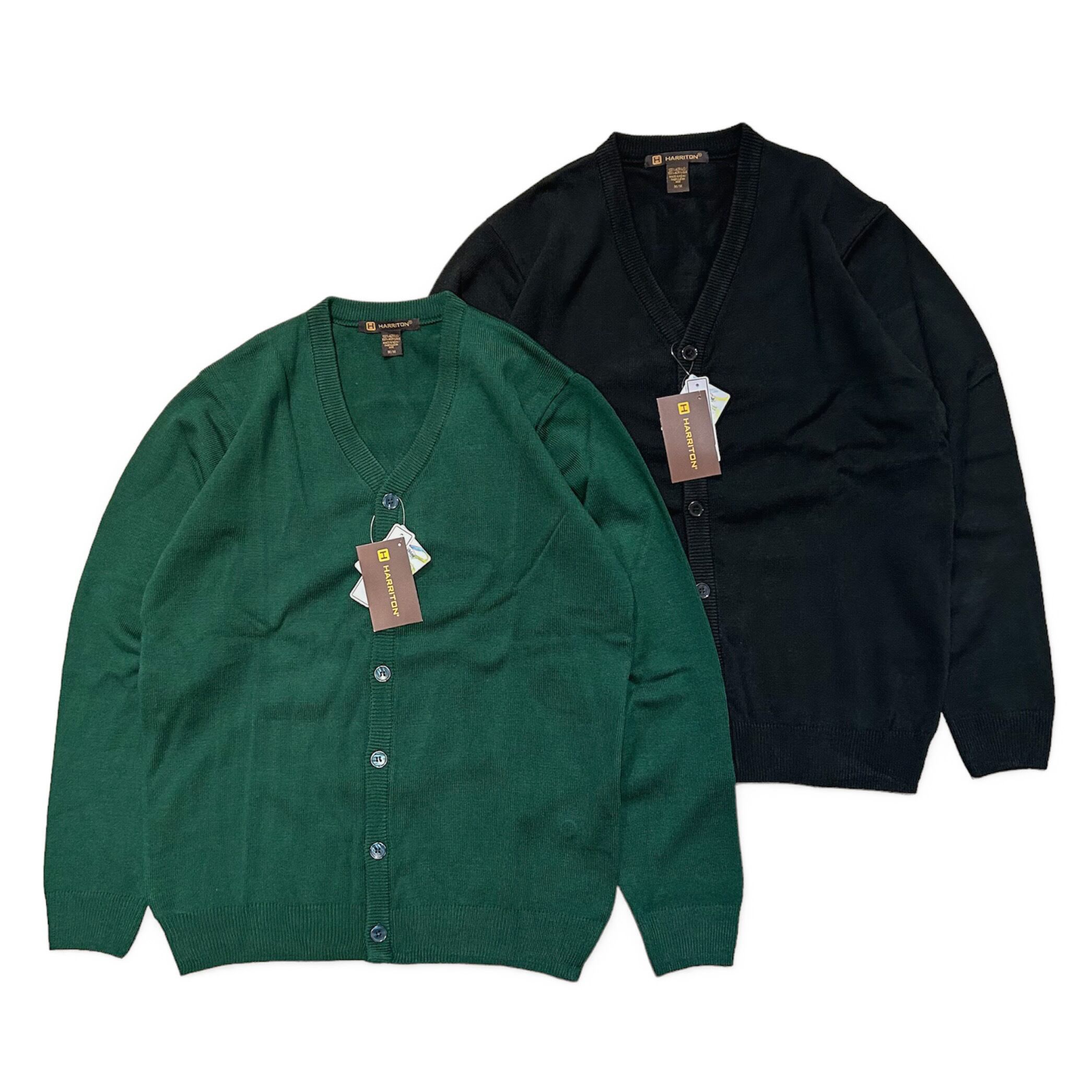 楽天市場】HARRITON / V-NECK KNIT CARDIGAN BLACK GREEN