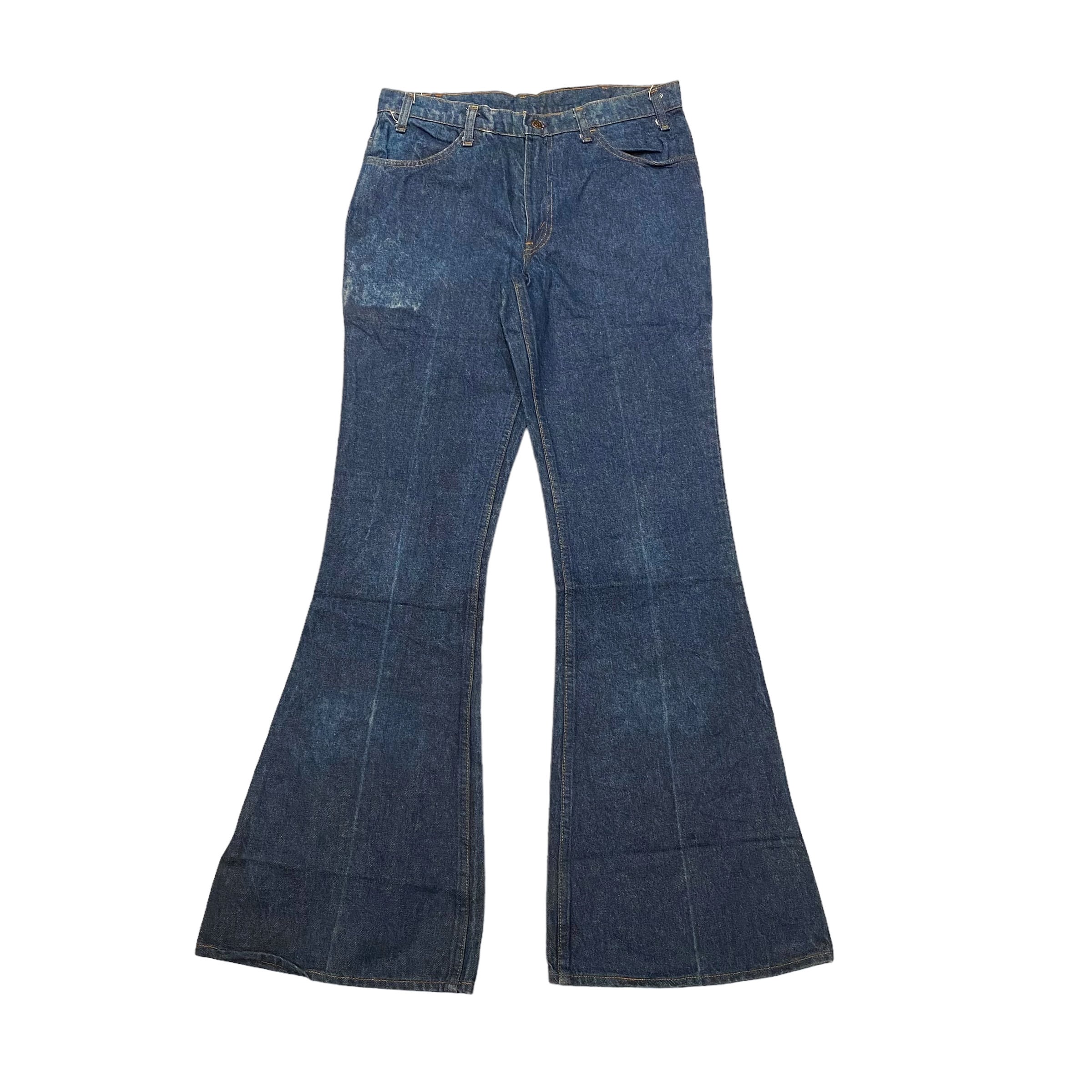 1970'S Sears Thumbs Up Regular Fit Flare Cut Denim Pants, Men's W35 (approx.), Vintage unclear blue type Vintage Second Hand