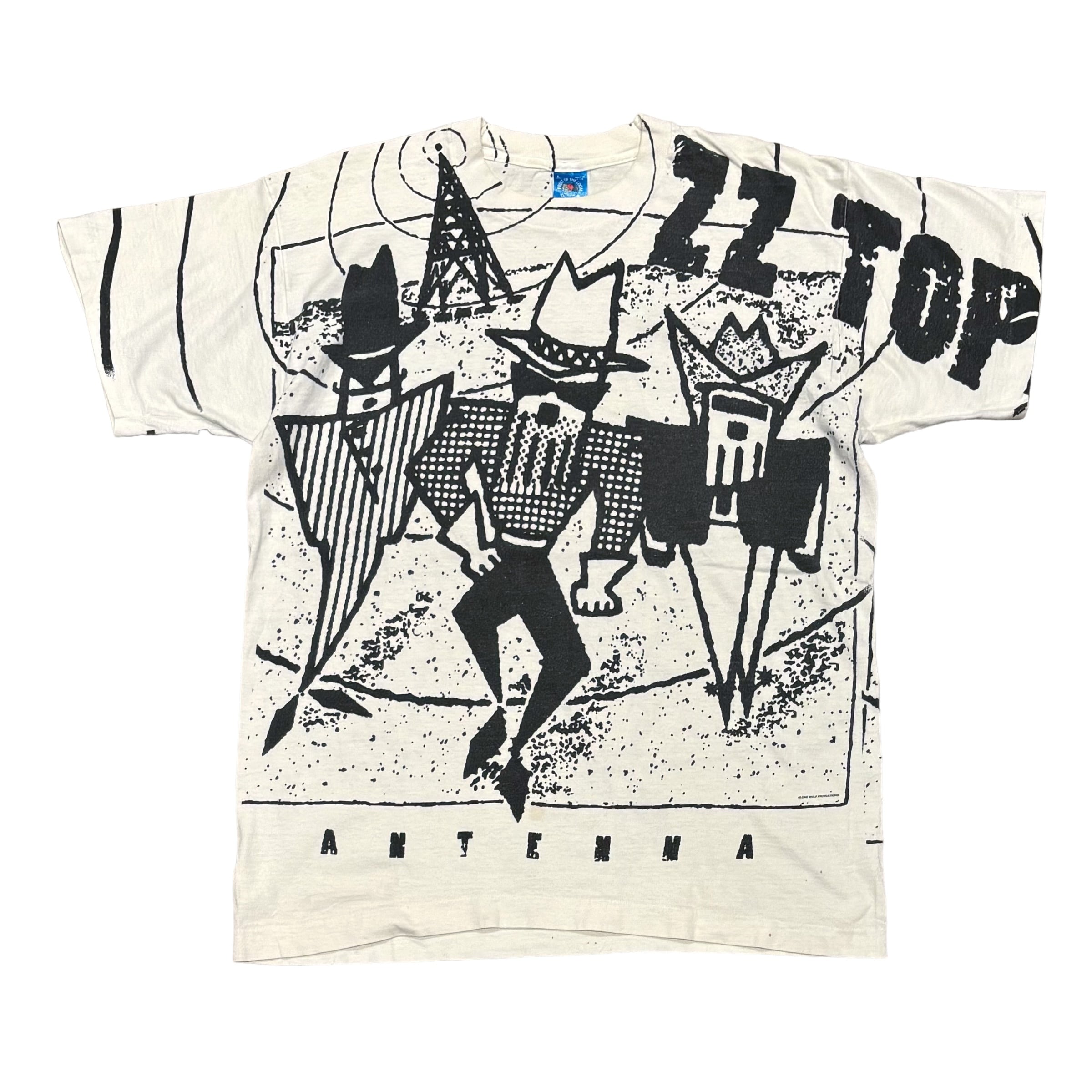 90's USA製 ZZ TOP Band T-Shirt "ANTENNA" L / ジージートップ アンテナ バンド Tシャツ オーバープリント バンT 古着 ヴィンテージ｜W.H.E
