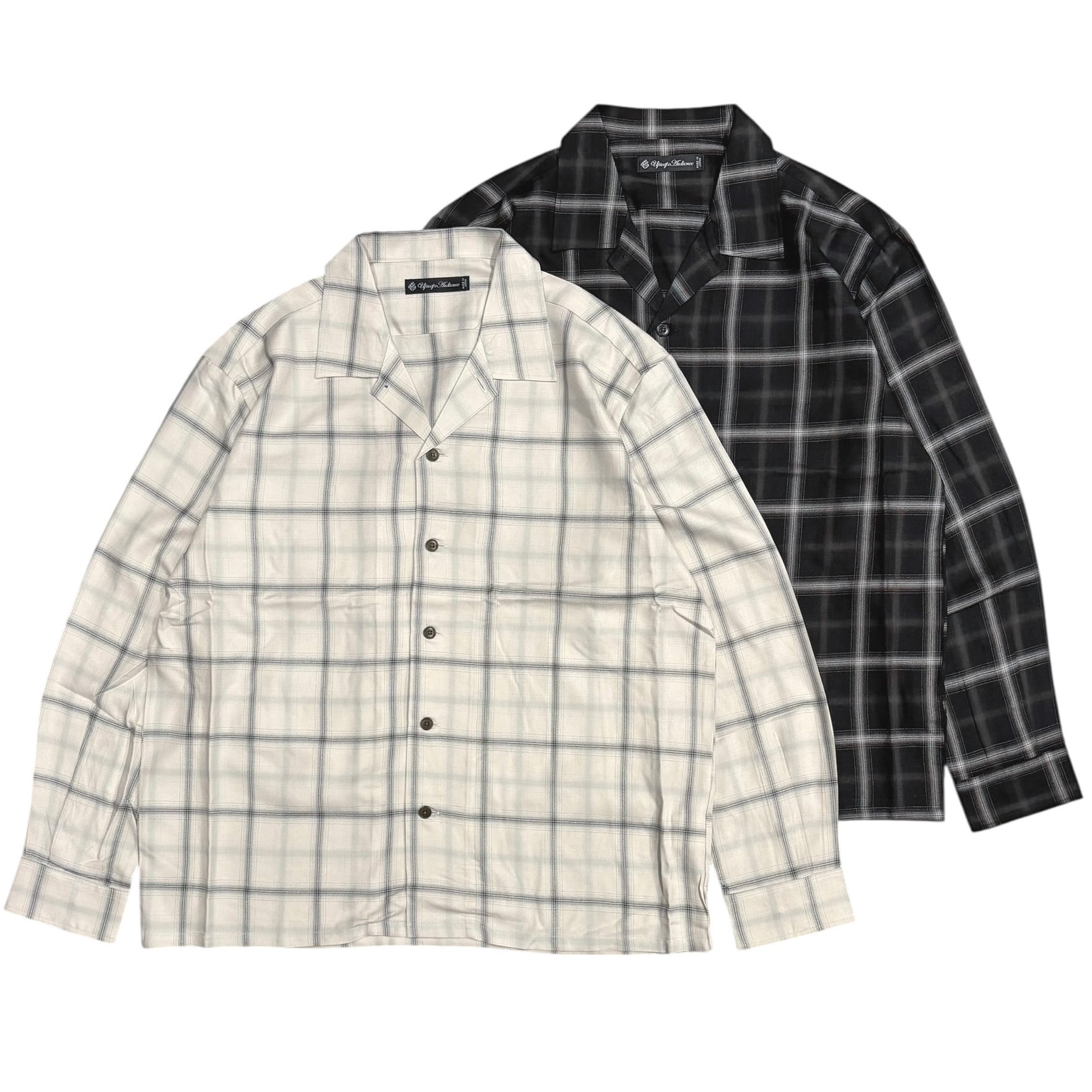 AUDIENCE Rayon Ombre Check Open Collar Shirt / テレビ視聴者 人絹 オンブレチェック オープンカラーシャツ 長袖