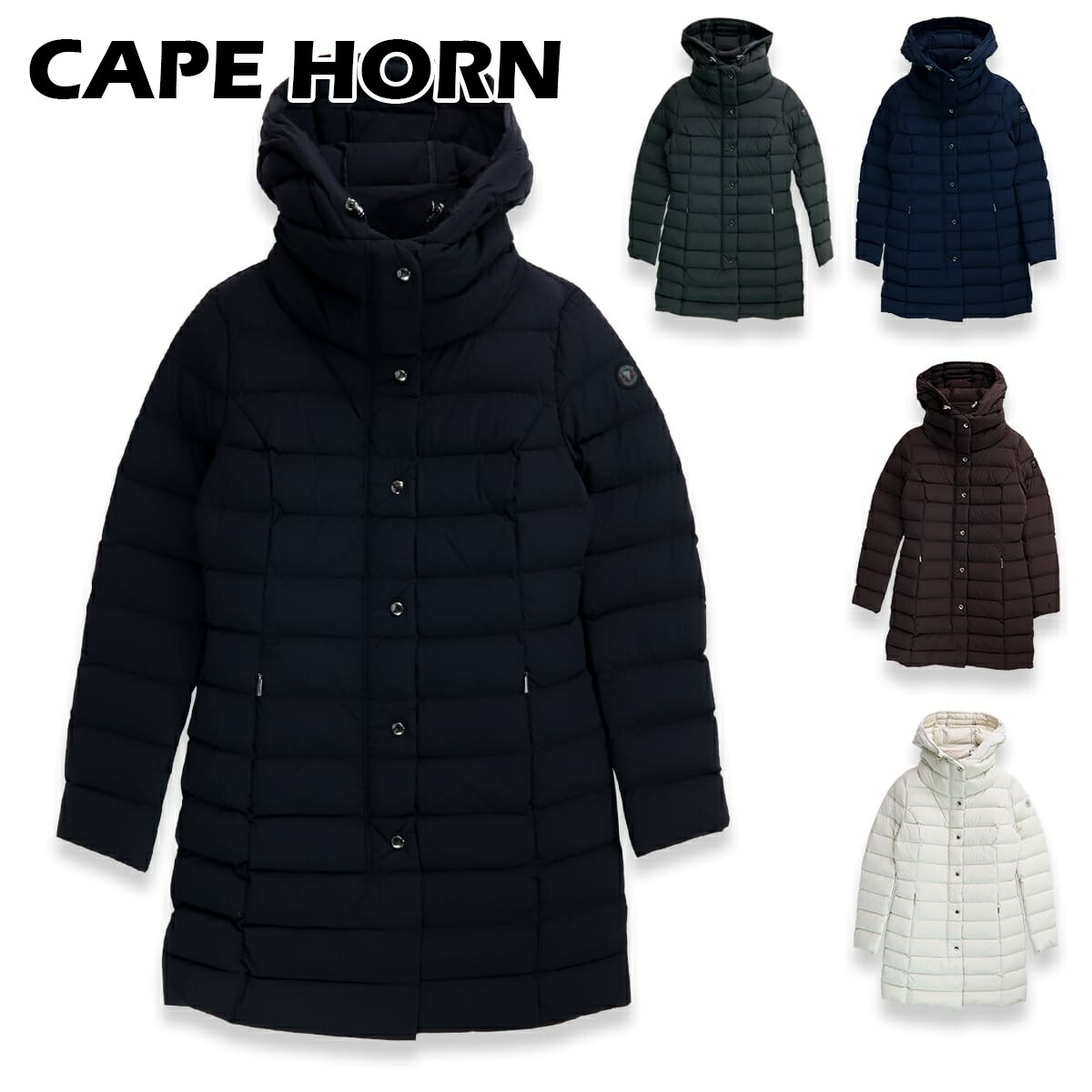 ケープホーン CAPE HORN サンタクルス SANTACRUZ B2570 ダウンジャケット レディース ダウンコート フード付き ストレッチ セミロング丈 防寒 軽量 ブランド 正規品 新品 ギフト プレゼント 人気