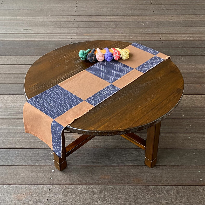 購買 アジアンエスニック木製桐材無垢ちゃぶ台 L木製丸テーブル