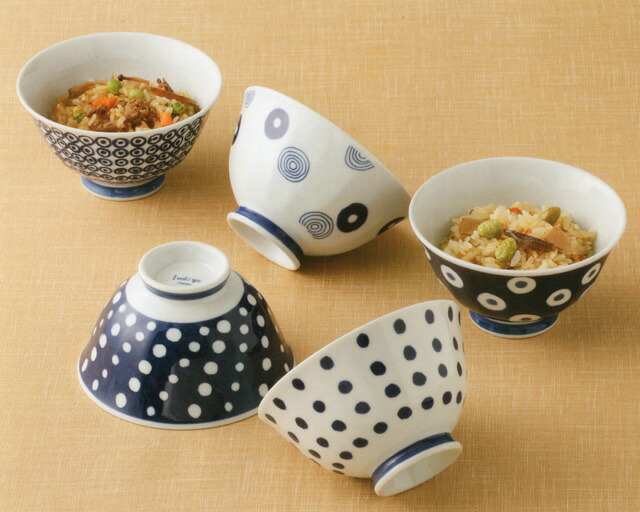 楽天市場】美濃焼 古染絵変り 飯碗揃 お茶碗 5個セット ごはん茶碗