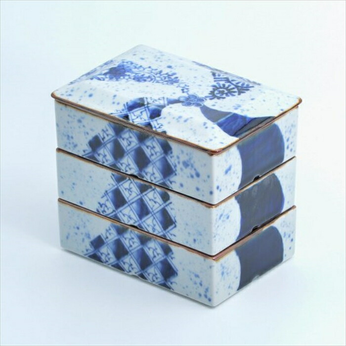 楽天市場】其泉窯 有田焼 春秋文 三段重（小）| 陶器 ミニ 重箱 3段 和