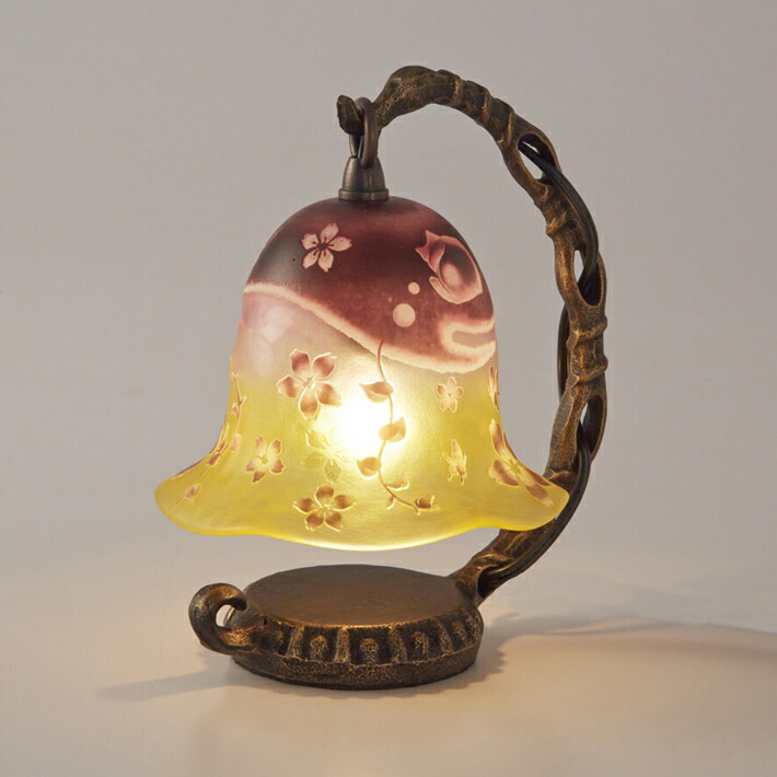 楽天市場 間接照明 インテリアランプ 猫 ねこ ネコ スタンド ガラス照明 ランプシェード 卓上ランプ テーブルスタンドライト おしゃれ かわいい 通販 贈り物 プレゼント 送料無料 アートミラージュランプ 猫と金魚 ウッドギャラリー樹