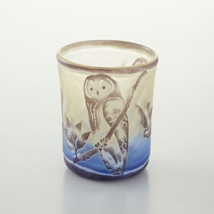 21春夏新作 作家モノ 国産 和食器 日本製 和ガラス ギヤマン ぎやまんグラス ガラス食器 グラス 高城作 送料無料 ぎやまんグラス ふくろう 桐箱入り プレゼント お祝い 贈り物 縁起いい 梟 フクロウ ふくろう ガラスコップ カップ コップ おしゃれ 桐箱入り Ctg