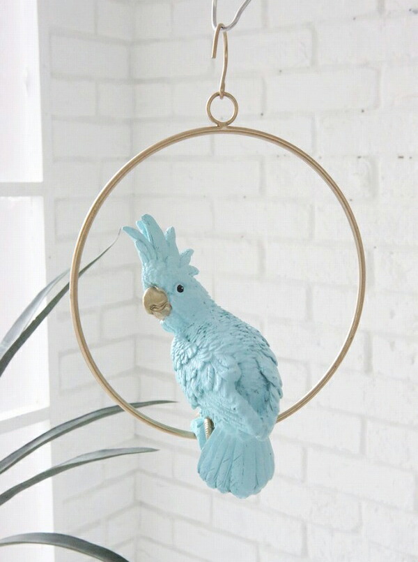 オウム 鳥 ホワイト ブルー 水色 吊り下げ 吊るす リアル おしゃれ アンティーク かわいい おしゃれ ディスプレイ 飾り 店舗装飾 お店用 オブジェ インテリア雑貨 贈り物 プレゼント ギフト お買得品 ステイリング パロット Marcsdesign Com