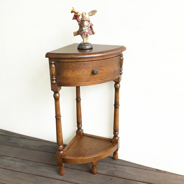 楽天市場】アンティークオーク コーナー用 電話台ブラウン