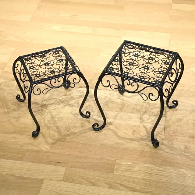 プランタースタンド 台 黒 花台 フラワーラック 鉢台 観葉植物 屋内 スクエア ガーデンラック 2個セット おしゃれ 園芸ラック 鉢置き アイアン スタンド コンパクトプランタースタンド ブラック ２点セット ガーデニング 屋外