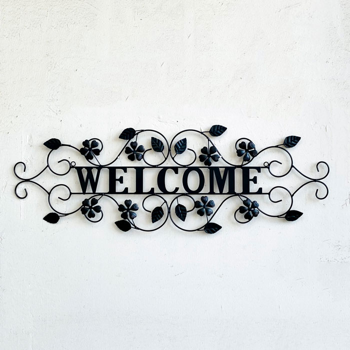 楽天市場】壁飾り アイアン 壁掛け インテリア 花 WELCOME プレート