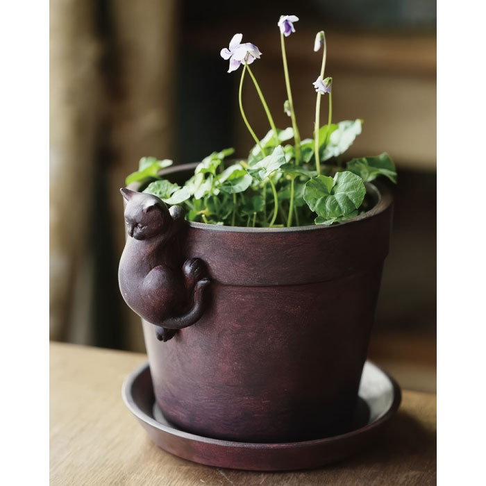 楽天市場】植木鉢 プランター ポット＆ソーサー 親子猫おさんぽ 猫