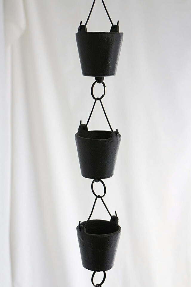 楽天市場 雨どい 雨とい 樋 雨樋 鎖樋 レインチェーン 雨だれ あまどい おしゃれ アイアン ガーデン雑貨 バケツ アイアン エクステリア 雑貨 レインチェーン 送料無料 Castiron レインチェーン Bucket ウッドギャラリー樹