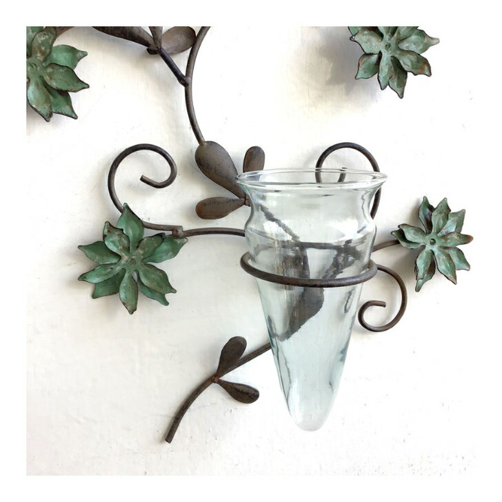 一輪挿し 花瓶 花びん 花入れ 花器 壁掛け ガラスベース ウォールアート おしゃれ ウォールデコ アンティーク調 レトロ シャビー ガラス雑貨 アイアン フレンチアンティーク ガラス雑貨 ディスプレイ 送料無料 ウォールデコベース グリーンクリッパー Todisso Com