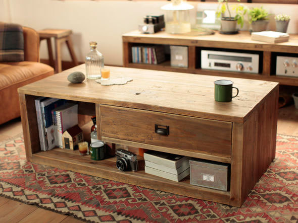 センターテーブル リビングテーブル ヴィンテージ アンティーク調 コーヒーテーブル 引出付き 収納付き おしゃれ 北欧 西海岸テイスト カフェテーブル おしゃれ カフェ風 パイン古材 無垢 木製 かっこいい 送料無料 Isla コーヒーテーブル1 Psicologosancora Es