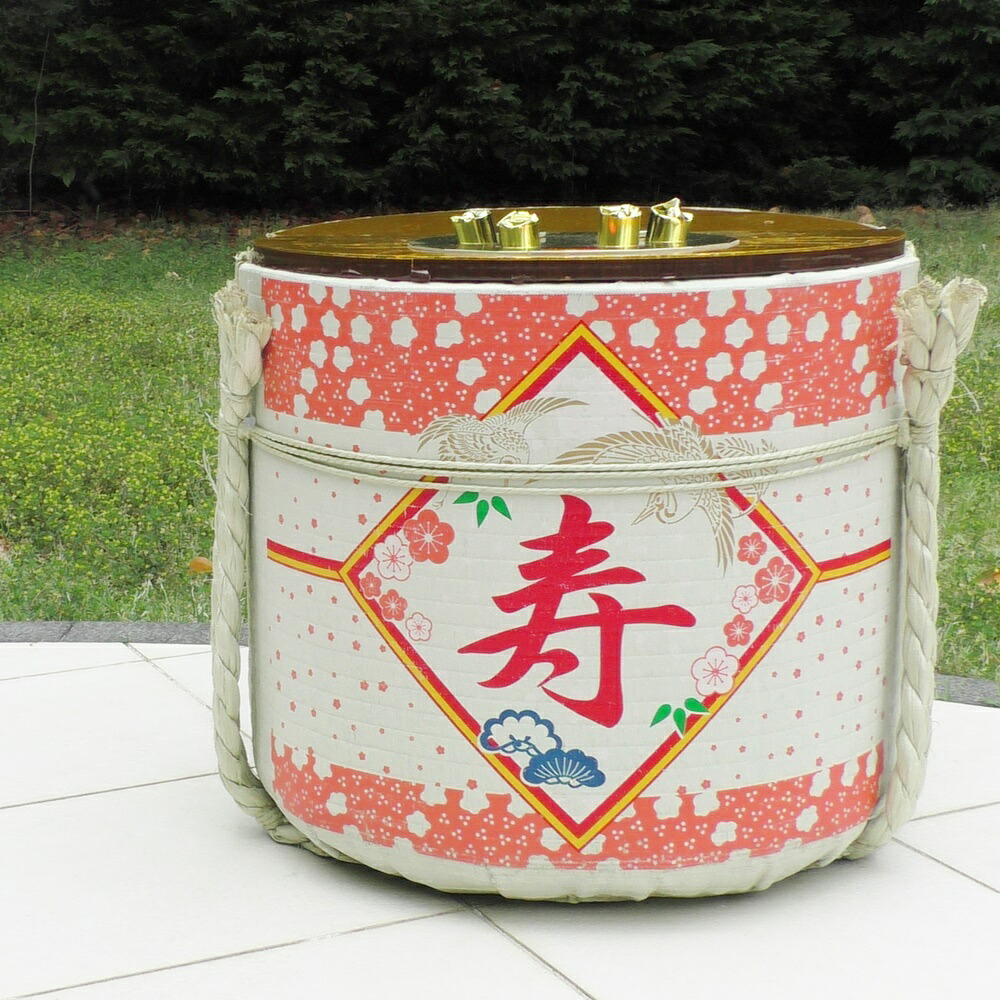 【樽賃借】鏡開き用かんしゃく玉樽   四斗樽かんしゃく玉 菰面 一風変わったひな形腰掛け 購入注文お手伝いさん