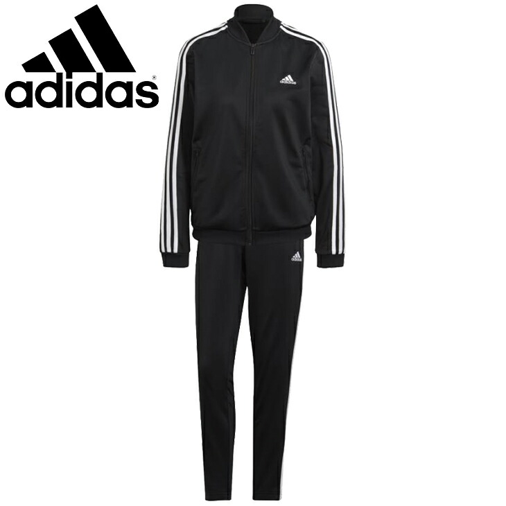 ジャージ 上下セット レディース セットアップ アディダス Adidas W Ess 3ストライプス トリコット トラックスーツ スポーツウェア ジャケット パンツ 上下組 ブラック 黒 トレーニング フィットネス 普段使い 262 Gm5534 激安特価品