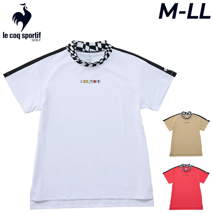 free shipping Lecocq short sleeve shirt women's golf wear le coq sportif golf mock neck shirt golf shirt top smock shirt, anti-see-through, sweat absorption, quick drying, UV protection, UPF 50+ stretch, women's clothing brand apparel, LG5SHS51L