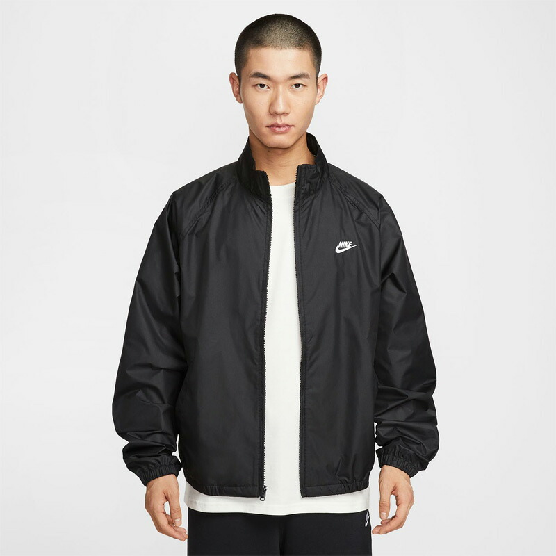 送料無料 ナイキ クラブ ROSCOE フルジップ ジャケット メンズ NIKE Club メンズ ルーズ 長袖 アウター 軽量 はっ水 裏メッシュ ウインドジャケット トレーニング スポーツウェア 刺繍ロゴ 黒 ブラック ジャンバー ブランド アパレル メンズウエア/HV1140-010