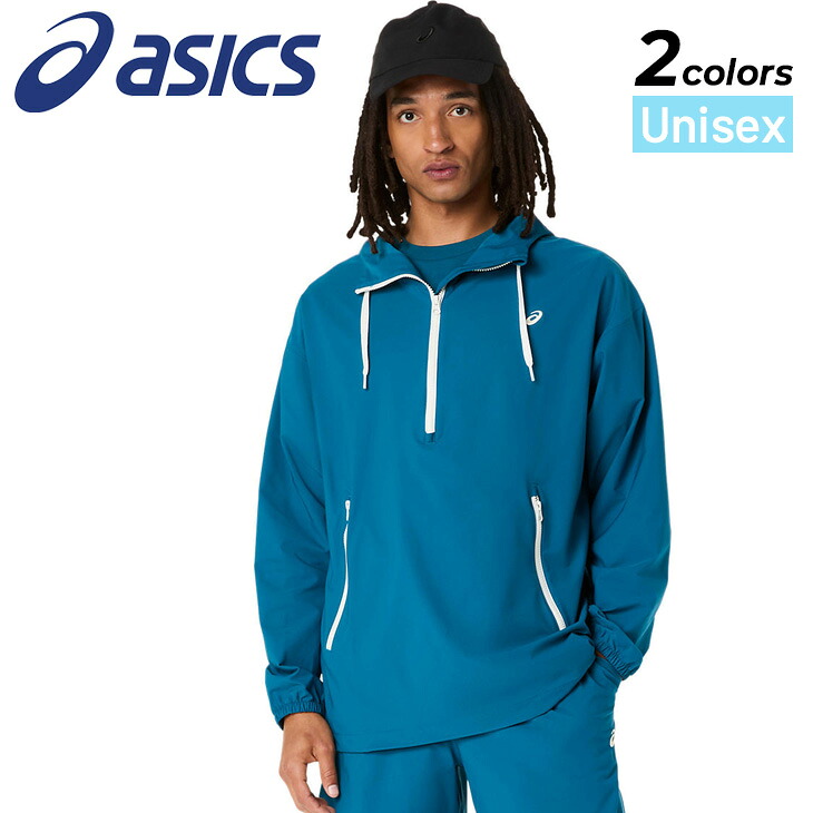 送料無料 アシックス トレーニングウェア メンズ レディース 海外サイズ asics HERITAGE ダブルウィーブ リラックスジャケット 男女兼用 長袖 フード付き ハーフジップ アウター スポーツウェア ユニセックス ブランド アパレル/2033C015｜WORLD　WIDE　MARKET