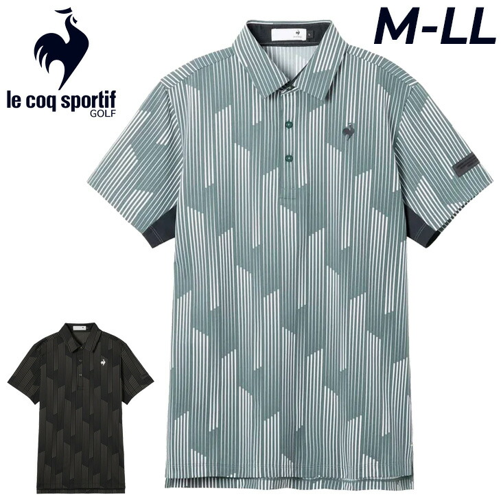 送料無料 ルコック ポロシャツ 半袖 メンズ ゴルフウェア le coq sportif GOLF ストレスマッピング総柄プリント半袖シャツ ゴルフポロ 吸汗速乾 UV(UPF50+) 遮熱 ゴルフシャツ トップス 男性 紳士用 ゴルフポロシャツ 春夏 半そで メンズウェア ブランド アパレル/LG6SHSA1M
