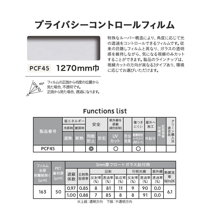 春バーゲン 特別送料無料 3m ティント Pcf45 プライバシーコントールフィルム 45度 6mm幅 30m 窓ガラスフィルム 目隠し 飛散防止 日射調整 遮熱 Uvカット 速達メール便送料無料 Www Brilliantcreationspublishing Com