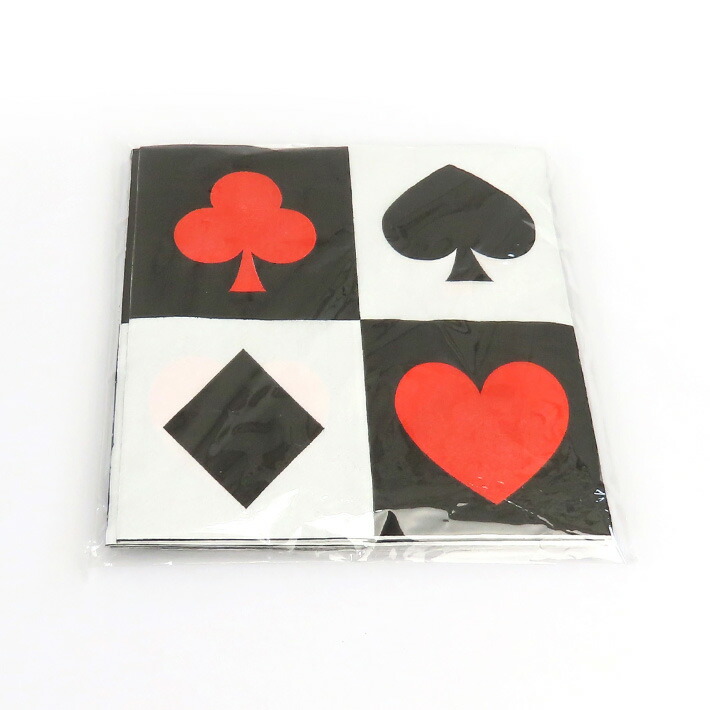 カジノ ペーパー 8枚入り Casino Paper Cup おしゃれ かわいい アリス インパクト ギャンブル クローバー スペード ダイヤ デザイン トランプ ナプキン ハート パターン ブラック レッド 揚げ物 紙ナプキン 絵柄 送料無料 一部地域を除く ナプキン