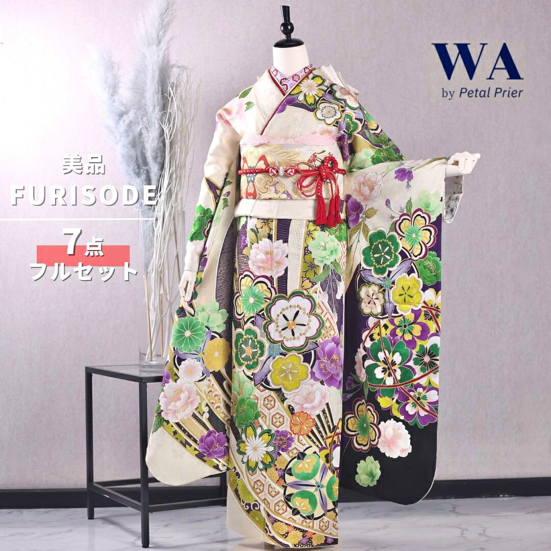 お振袖フルセット　7点セット　白×紫　シンプルトーン　正絹　美品 fuset191m-15776_1.jpg