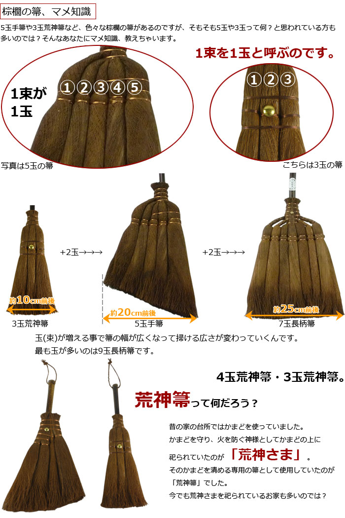 山本勝之助商店 棕櫚 ほうき しゅろ 贈り物 箒 かねいち5点 階段 玄関 棕櫚束子 ギフト 3玉荒神箒 日本製 4玉荒神箒 5玉手箒 プレゼント  屋内 セット WSHURO-BENISET 7玉長柄箒 ていねいな暮らし