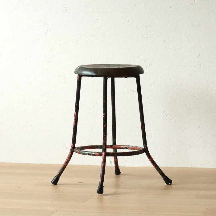 楽天市場】ヴィンテージ アイアン脚スツール8 天然木 無垢材 木製
